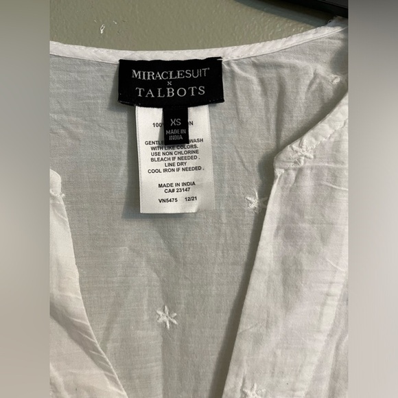 MiracleSuit X Talbots Womens 100% Cotton Crochet White Swim Cover Up Dress XS - Picture 8 of 13